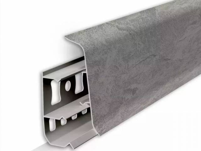 Плинтус пластиковый ДЕКО 55 Дизайн - ЛОФТ СЕРЫЙ 1шт