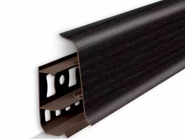 Плинтус пластиковый ДЕКО 55 Дизайн - ВЕНГЕ ТЁМНЫЙ 1шт