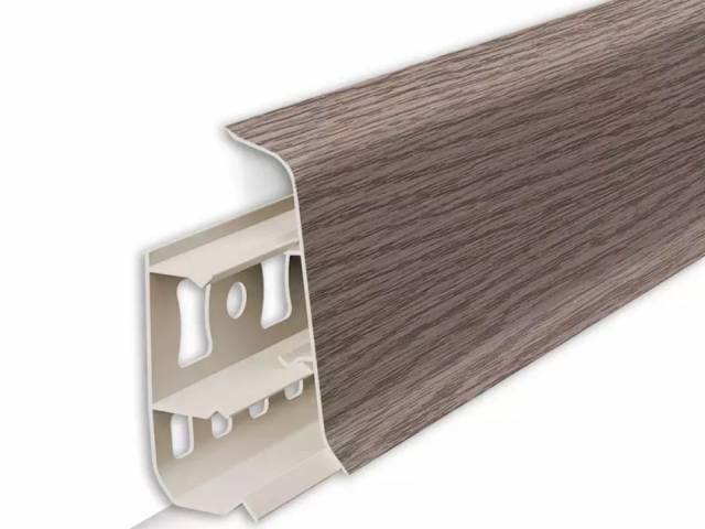 Плинтус пластиковый ДЕКО 55 Дизайн - ДУБ СНЕЖНЫЙ 1шт
