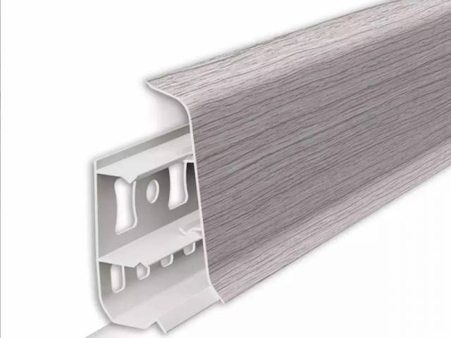 Плинтус пластиковый ДЕКО 55 Дизайн - ЯСЕНЬ СЕРЫЙ 1шт