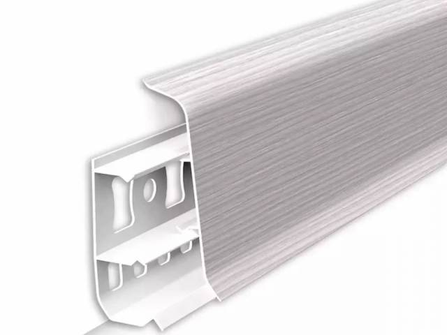 Плинтус пластиковый ДЕКО 55 Дизайн - ЯСЕНЬ БЬЯНКО 1шт